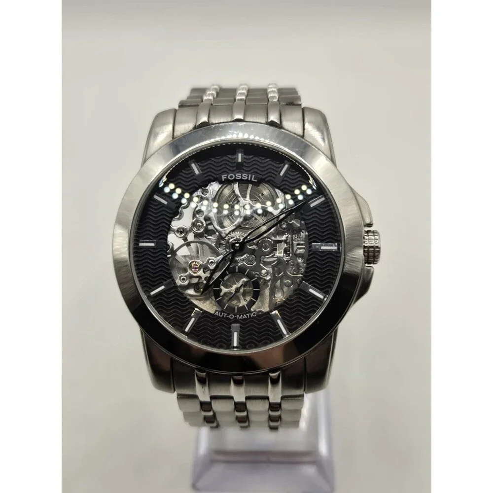 Fossil ME1027 AUT-O-MATIC Self-Winding Skeleton Stainless Steel Watch. 7.25